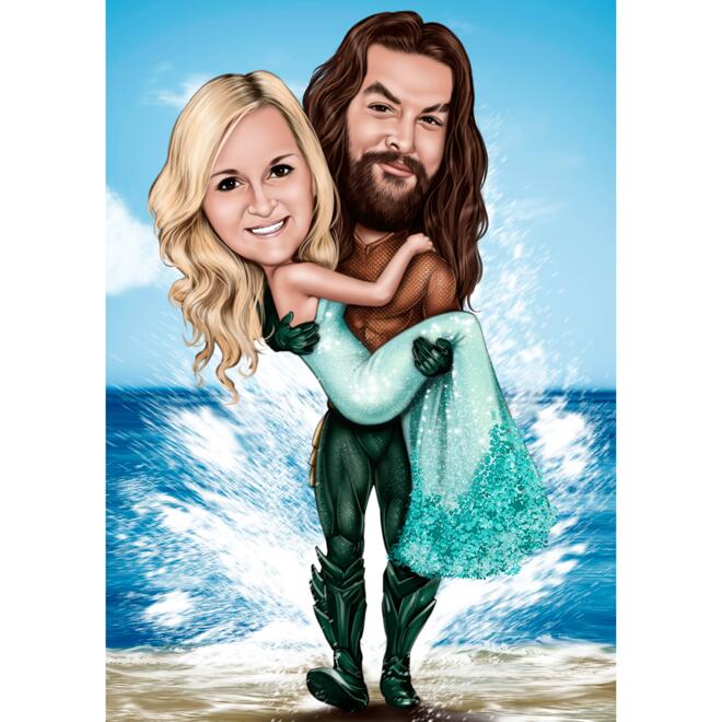 Aquaman Couple Caricature