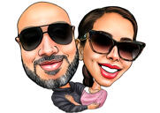 Caricature d'amour Portrait de couple heureux