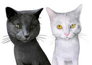 Ritratto di caricatura di due gatti da foto con sfondo semplice