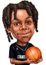Kid volejbalový hráč cartooning portrét z fotografií