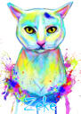 Portret de pisică personalizat din fotografii - Pictură în acuarelă în culori pastelate moi