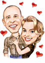 Engagement Caricature of Couple with Ring