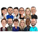 Caricatura grupal en estilo coloreado (3+ personas)
