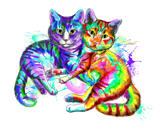Pilna ķermeņa spilgti varavīksnes kaķu karikatūras portrets no fotoattēliem