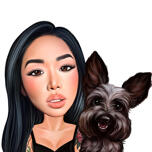 Asian Caricature: Owner with Pet