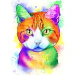 Watercolor Rainbow Cat Portrait