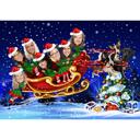 Zaměstnanci společnosti v Santa Sleigh Vánoční karikatura