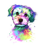 Карикатурный портрет собаки Йорки в нежном акварельном пастельном стиле