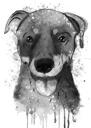 Grafit Rottweiler -porträtt från foton i akvarellstil