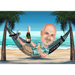 Cadeau caricature de patron en vacances