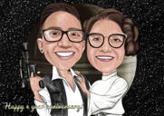 Dibujo de caricatura de la princesa Leia y Luke