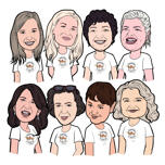Farbige Umrissgruppen-Karikaturzeichnung