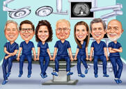 Caricatură de desene animate a grupului de medici