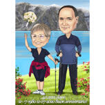 Anniversary Couple Caricature from Photos: Hobbies