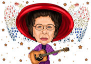 Caricature for Grandma in Color Style for Birthday Gift