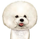 Head and Shoulders Bichon Cartoon Caricature in Colored Style from Photos