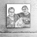 Черно-белый семейный портрет с фотографий Печать плакатов Подарок