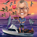Caricatura di cacciatore di uccelli da foto