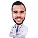 كاريكاتير الطبيب مع سماعة الطبيب