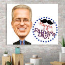 Trykt Happy Father's Day-plakat - Farvet fars karikatur fra foto