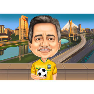 Football Caricature from Photos: Head and Shoulders, Colored Background