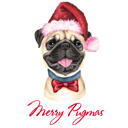 Mops julkort: Merry Pugmas