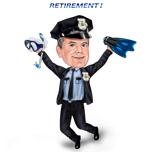 Индивидуальный карикатурный рисунок на пенсию в полный рост
