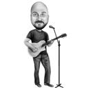 Regalo de caricatura de cantante masculino en estilo blanco y negro de fotos