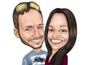 Caricatura engraçada de casal em estilo altamente exagerado.