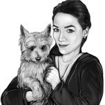 Retrato de Perro con Dueño a partir de Fotos en Blanco y Negro