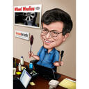 Labor Person karikatur i farvestil med brugerdefineret baggrund fra fotos