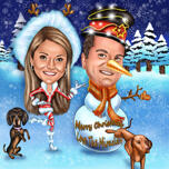 Cartolina di Natale coppia divertente: pupazzo di neve
