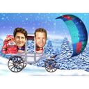 Lustige Pärchen-Weihnachtskarten-Karikatur-Stil