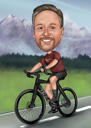 Fietscartoon cadeau-idee: natuurachtergrond