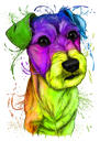 Caricatura colorida: retrato de cachorro em aquarela