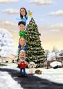 Decorating Christmas Tree Caricature