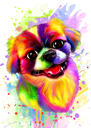 Anpassad hundhuvudbild tecknad porträtt i kromatisk akvarellstil från foton