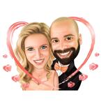 Couple de Saint Valentin caricature en coeur