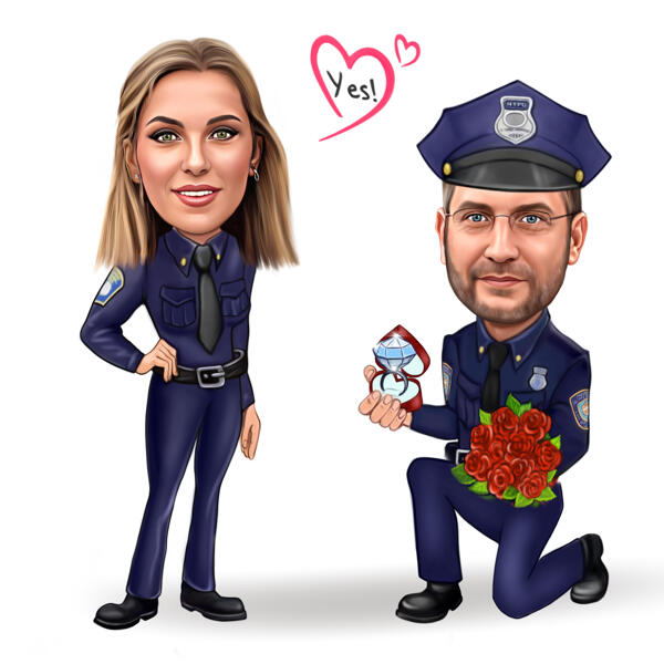 Çift İçin Polis Teklif Karikatürü
