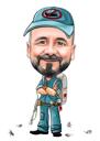 Custom Colored Style Caricature Man with Mosquito Killer Machine from Photos