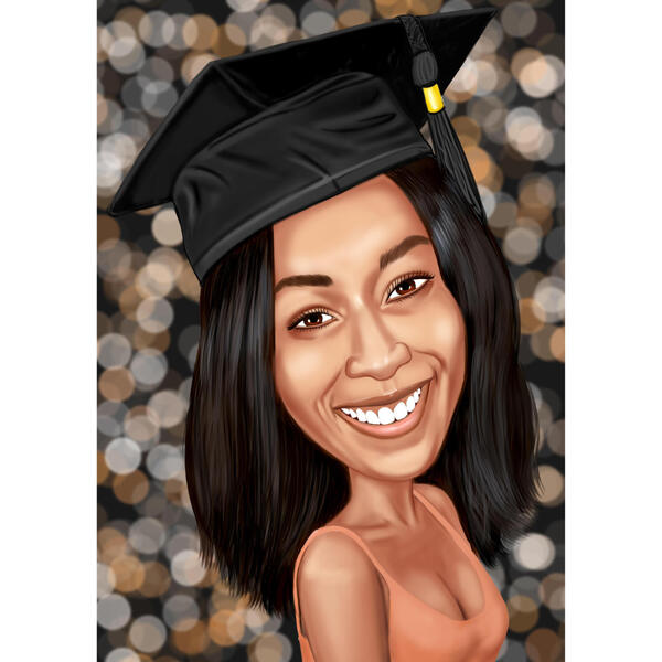 Portrait de dessin animé de remise de diplôme avec arrière-plan flou