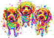 Hund+ritning+portr%C3%A4tt+akvarell+regnb%C3%A5ge+stil