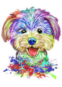 Drei+Hunde-Gruppenportr%C3%A4t-Karikatur+in+Regenbogen-Aquarellen%2C+Ganzk%C3%B6rpertyp