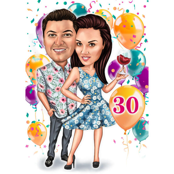 Full Body Custom Couple Caricature from Photos for Gift