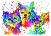 Ritratto di cani ad acquerello colorato da foto