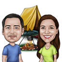 Camping Caricature: Hand Drawn Digitally from Photos