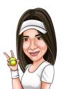 Head and Shoulders Tennis Player Caricature