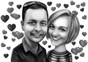 Hyvää vuosipäivää - romanttinen pariskunta karikatyyri valokuvista