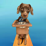 Custom Dog Cartoon Caricature with One Colored Background