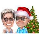 Mr and Mrs Claus Christmas Cartoon Portrait
